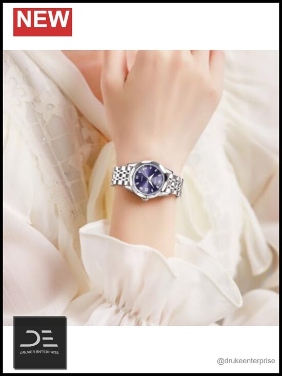 Stainless Steel Women\'s Quartz Wrist Watch with Butterfly Clasp, 27mm main image 4